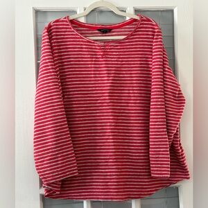 Lands' End Women's 2X (20W-22W) Top Pink Gray Striped